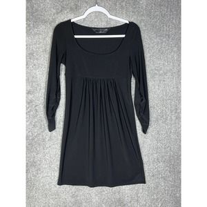 Kamalikulture U-Neck Empire Waist Pleated Dress Womens Size Medium Stretch Black